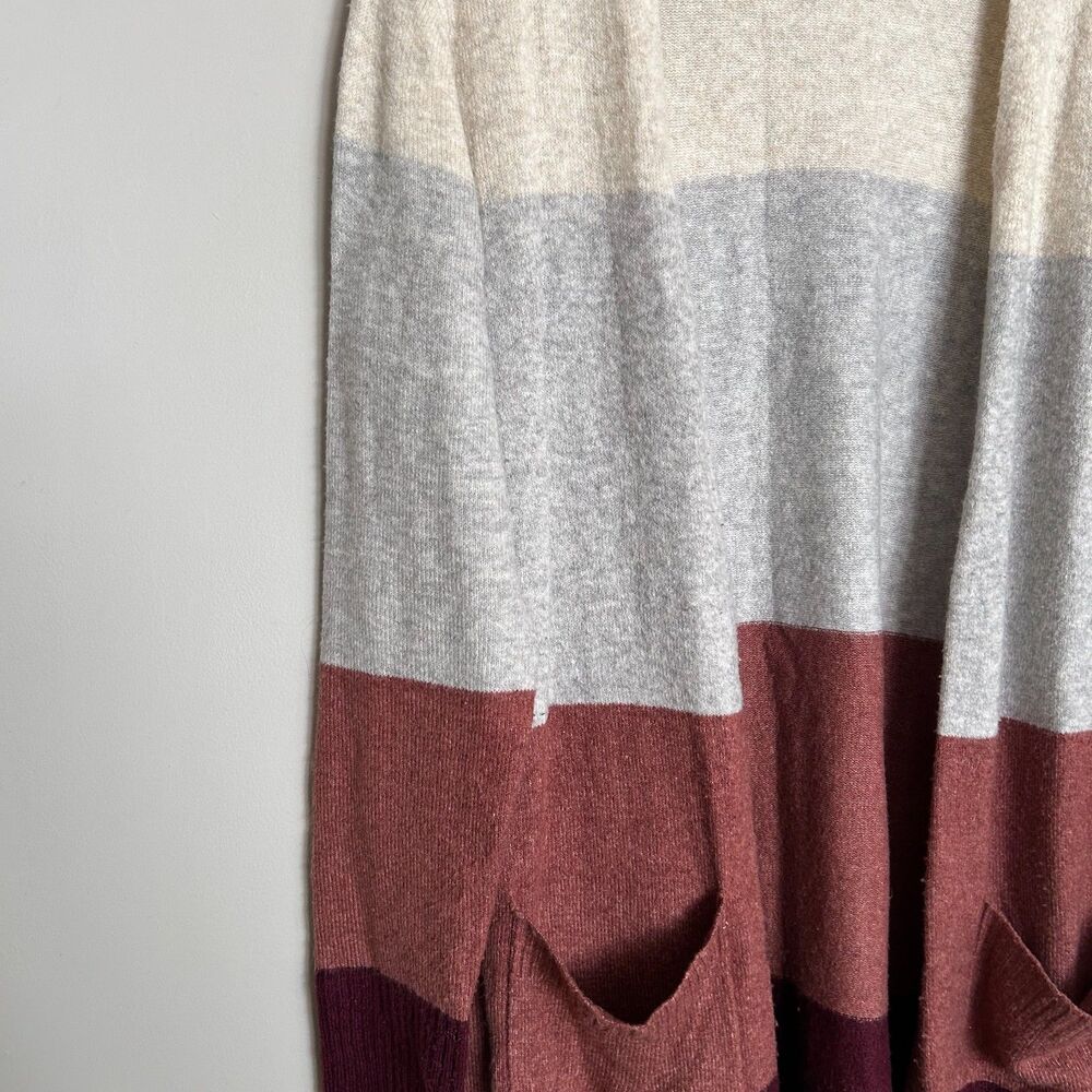 A New Day Colorblock Cardigan Medium Open Front Cozy Soft Knit Pockets - Picture 3 of 6